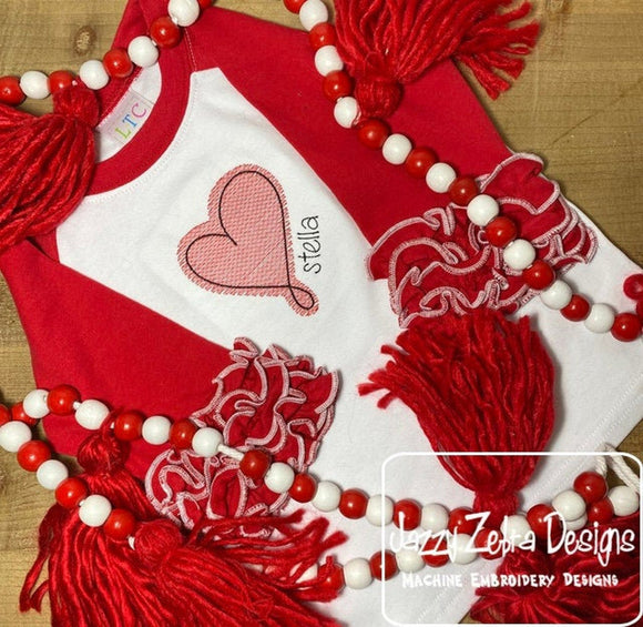 Valentines Day heart sketch embroidery design