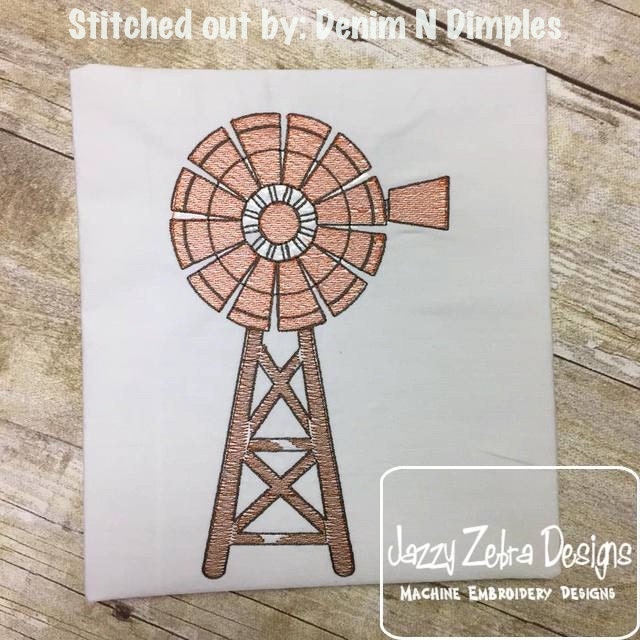 Windmill Sketch Machine Embroidery Design – Jazzy Zebra