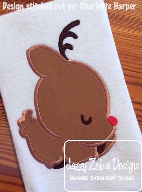 Sleeping Deer or Sleeping Reindeer applique machine embroidery design