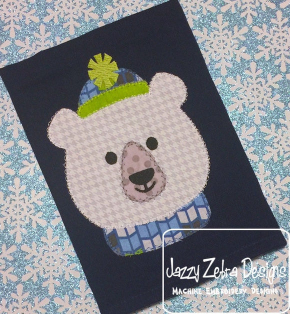 Polar Bear vintage stitch appliqué machine embroidery design