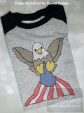 4th of July American bald Eagle with USA flag sketch machine embroidery design