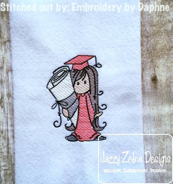 Swirly girl chef sketch machine embroidery design – Jazzy Zebra