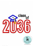 Class of 2036 appliqué machine embroidery design