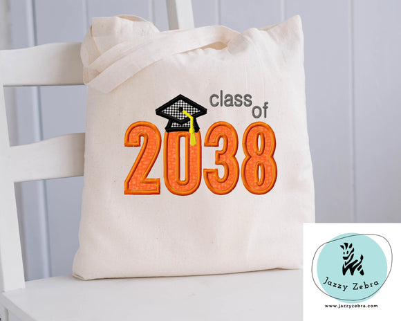 Class of 2038 appliqué machine embroidery design
