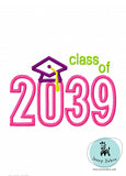 Class of 2039 appliqué machine embroidery design