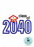 Class of 2040 appliqué machine embroidery design