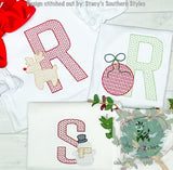 Christmas Ornament motif filled font machine embroidery design bundle