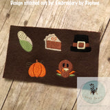 Set of 5 Thanksgiving mini 1" filled machine embroidery designs bundle