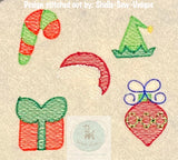 Set of 5 Christmas mini 1" sketch machine embroidery designs bundle