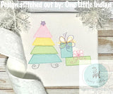 Christmas tree and gifts sketch machine embroidery design