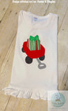 Wagon with gift raggedy edge bean stitch shabby applique machine embroidery design