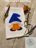 Fall Gnome with pumpkin appliqué machine embroidery design