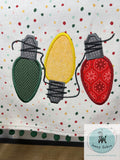 Merry and Bright Christmas lights satin stitch applique machine embroidery design
