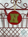 Letter In the hoop Christmas round ornament machine embroidery design