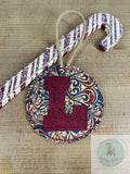 Letter In the hoop Christmas round ornament machine embroidery design