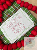 Set of 6 Christmas saying shabby chic raggedy edge bean stitch applique machine embroidery design