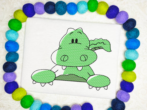 Alligator Sketch Machine Embroidery Design