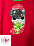 Astronaut in Christmas stocking raggedy edge bean stitch shabby applique machine embroidery design