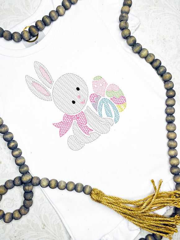 Easter Bunny with Easter Egg motif filled machine embroidery design