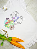 Easter Bunny with cart of eggs sketch stitch outline machine embroidery design