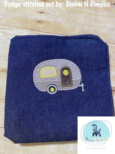 RV Camper satin stitch applique machine embroidery design