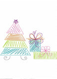 Christmas tree and gifts scribble machine embroidery design