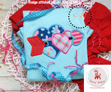 Double heart with arrow appliqué machine embroidery design