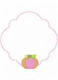 Girl Pumpkin frame sketch machine embroidery design