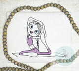 Yoga Swirly girl sketch machine embroidery design