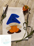 Fall Gnome with pumpkin appliqué machine embroidery design