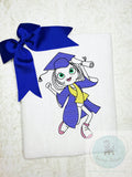 Swirly girl Graduation sketch machine embroidery design