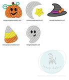 Set of 5 Halloween mini 1" sketch machine embroidery designs bundle