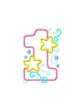 1st Birthday Stars appliqué machine embroidery design