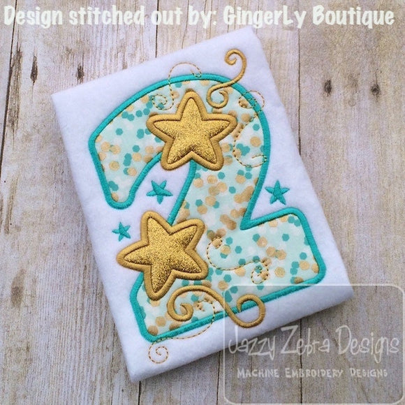 2nd Birthday Stars Appliqué Machine Embroidery Design