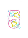 5th Birthday Stars Appliqué Machine Embroidery Design