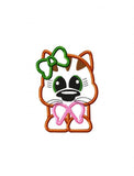 Girl Tiger cat appliqué machine embroidery design