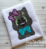 Girl Tiger cat appliqué machine embroidery design