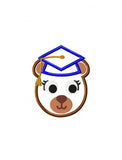Bear Girl wearing graduation cap appliqué embroidery design