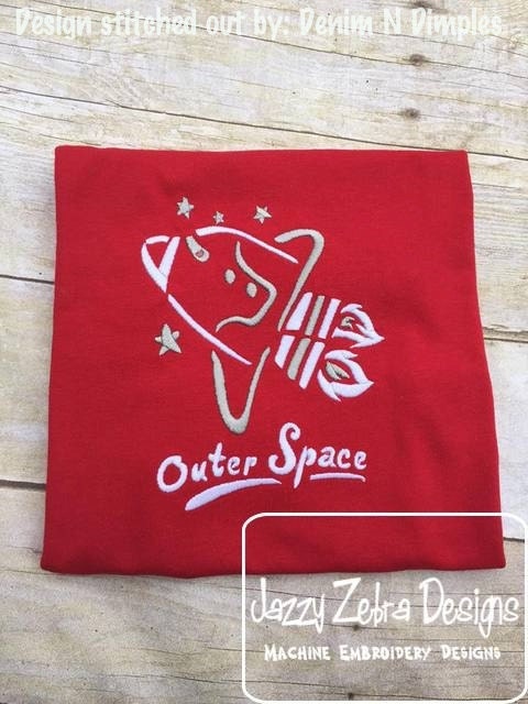 Outer space saying Space Shuttle satin stitch machine embroidery design
