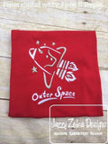 Outer space saying Space Shuttle satin stitch machine embroidery design