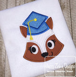 Fox Girl wearing graduation cap appliqué machine embroidery design
