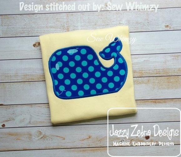 Square whale appliqué machine embroidery design