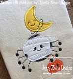 Mummy Spider and Moon Halloween Appliqué machine Embroidery Design