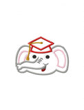 Elephant wearing graduation cap appliqué embroidery design