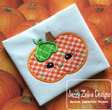 Girl jack-o-lantern pumpkin applique machine embroidery design