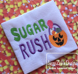 Sugar Rush saying Halloween machine embroidery design