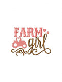 Farm Girl with tractor saying machine embroidery design