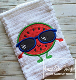 Boy Watermelon wearing sunglasses appliqué machine embroidery design