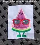 Watermelon slice wearing sunglasses appliqué machine embroidery design