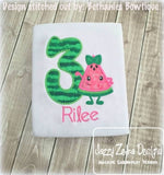 Girl Watermelon with bow appliqué machine embroidery design